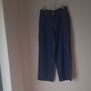 Zara Dark Blue Denim Wide Leg Sz 10 Label Detail